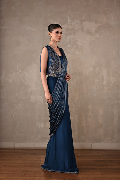 Printed Draped Saree Co-Ord Set
