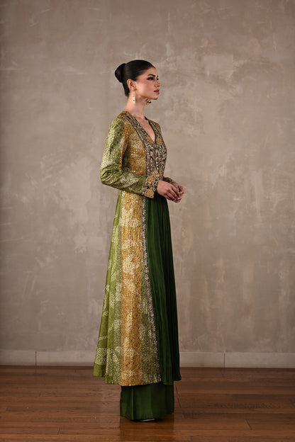 Embroidered Silk Panelled Co-ord Set