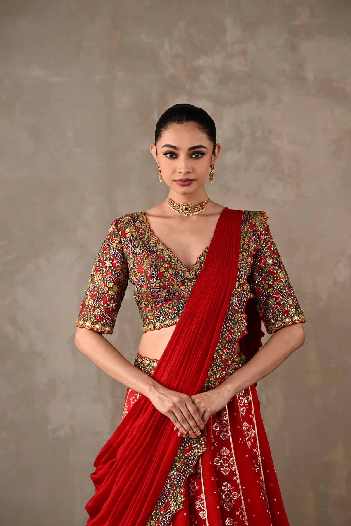 Embroidered Drape Lehenga Set