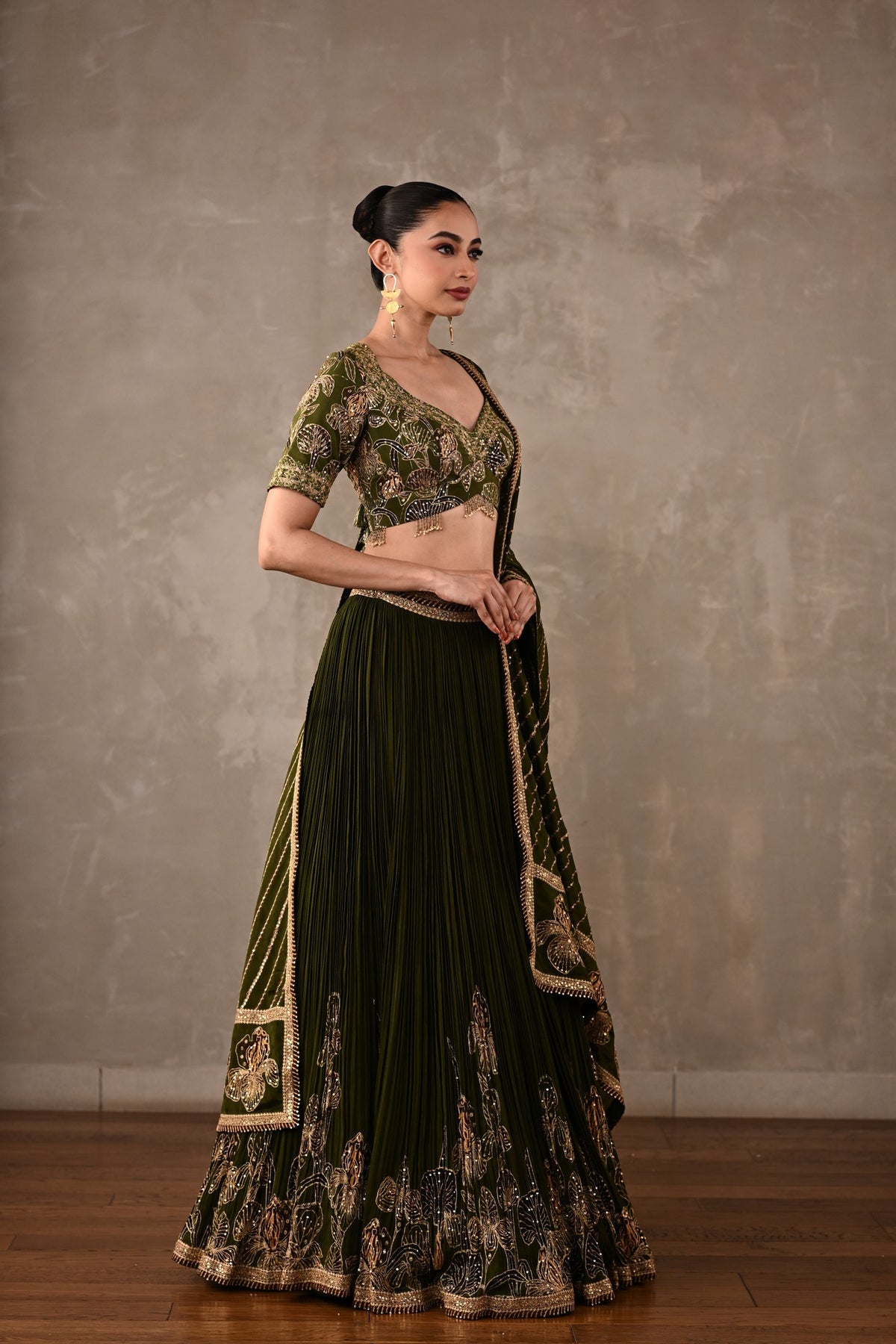 Botanical Drape Embellished Lehenga Set