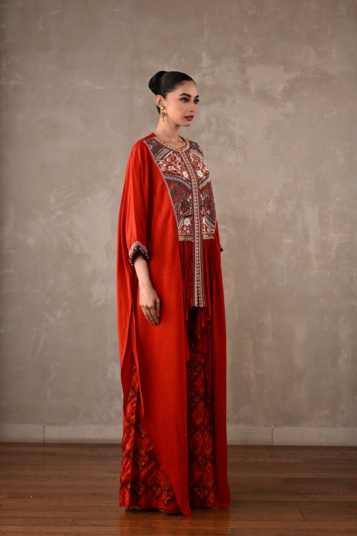 Embellished Silk Cape Co-Ord Set