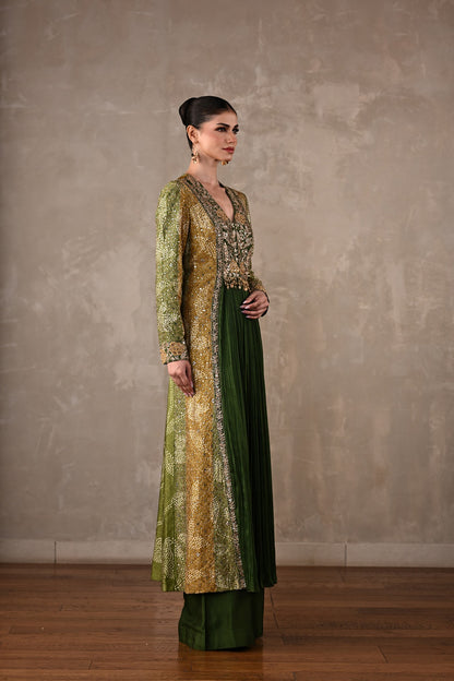 Embroidered Silk Panelled Co-ord Set