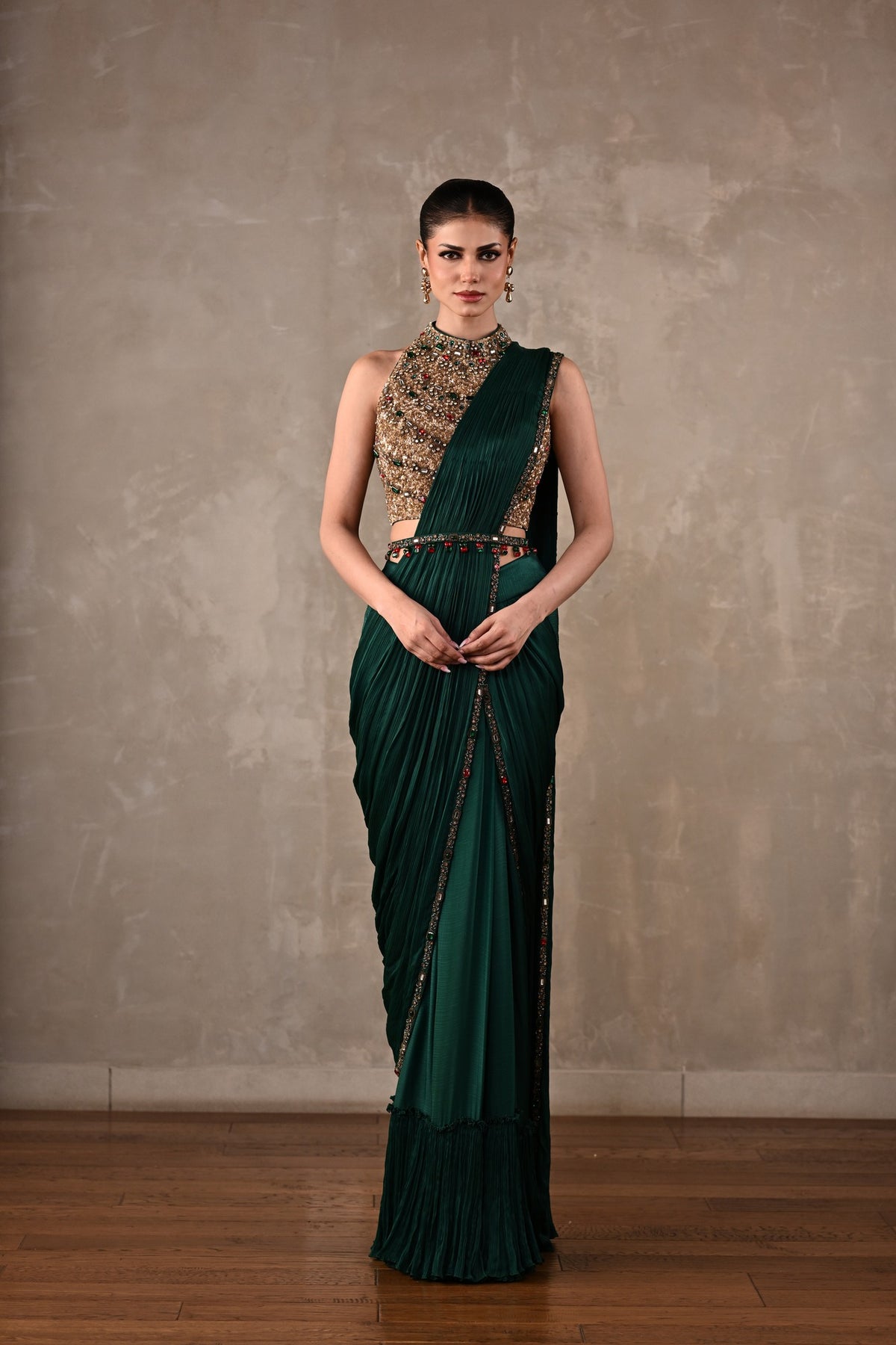 Bejewelled Drape Saree Set