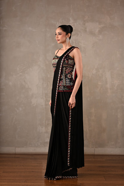 Midnight Heirloom Drape Saree Set