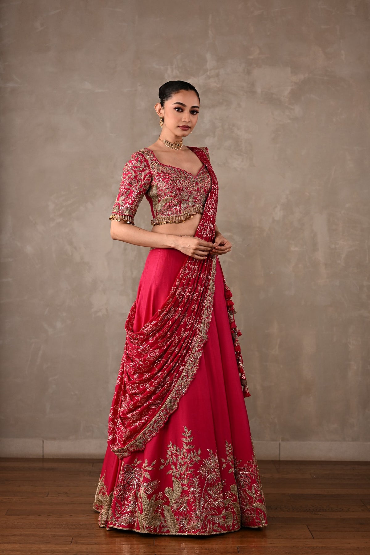 Embellished Drape Lehenga Set
