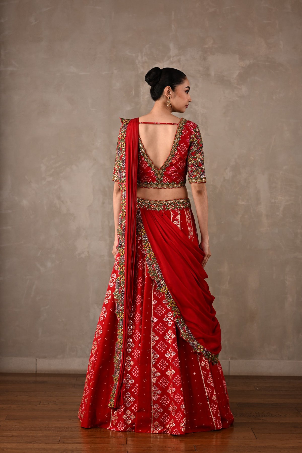 Embroidered Drape Lehenga Set