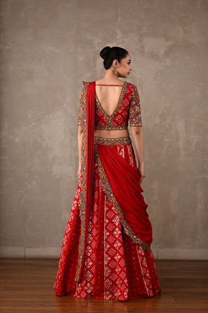 Embroidered Drape Lehenga Set
