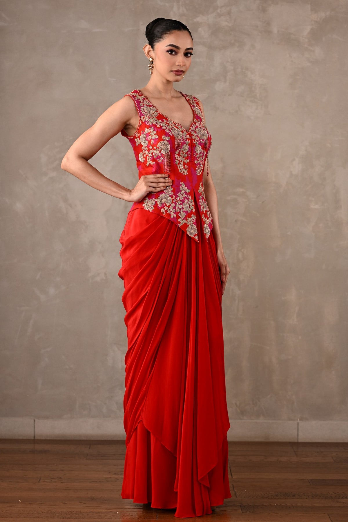 Embroidered Crepe Drape Co-ord Set