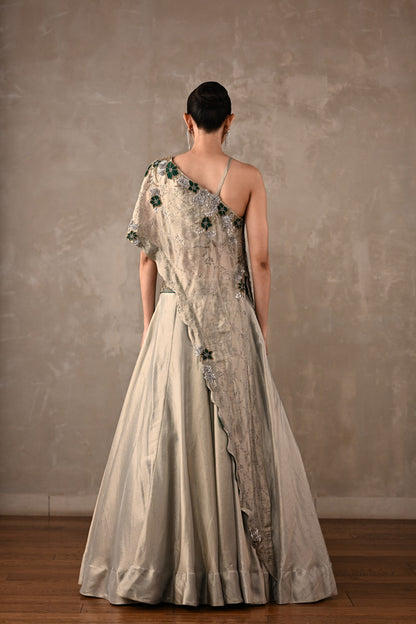 Floral On-Shoulder Lehenga Set