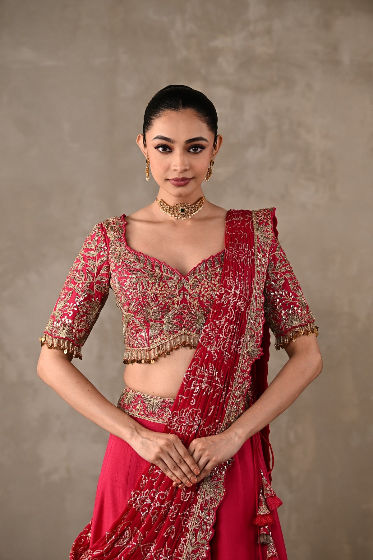 Embellished Drape Lehenga Set