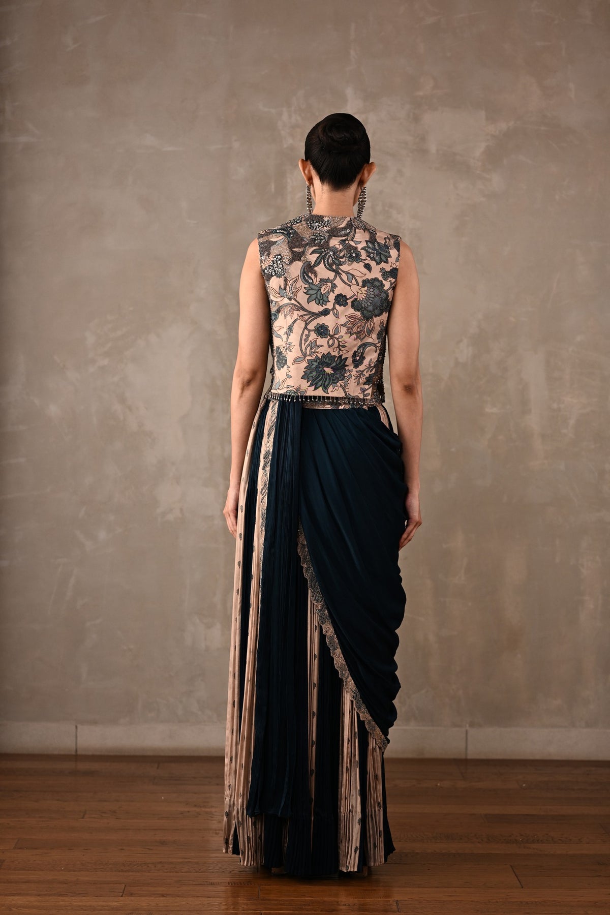 Colourblock Drape Saree Set