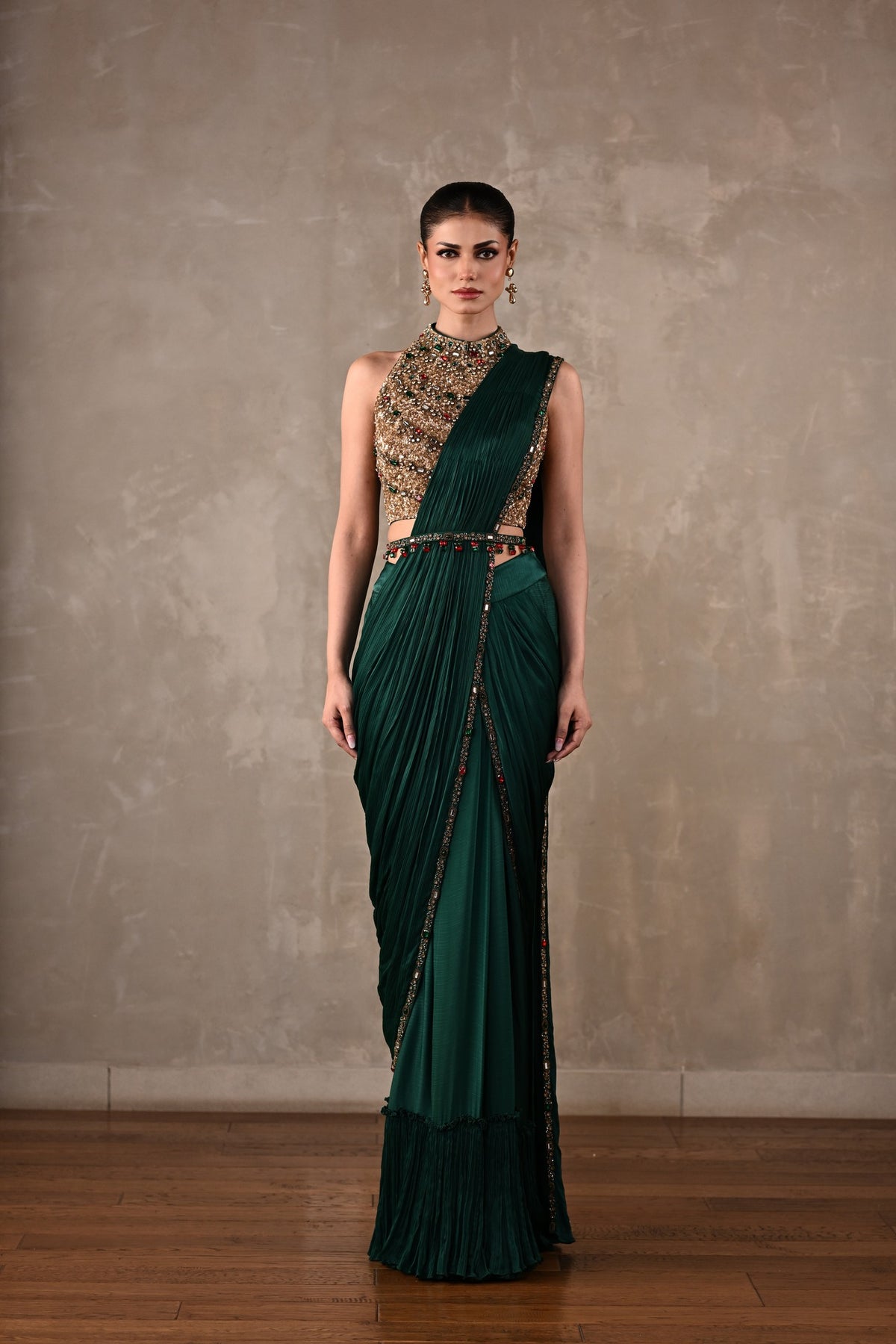 Bejewelled Drape Saree Set