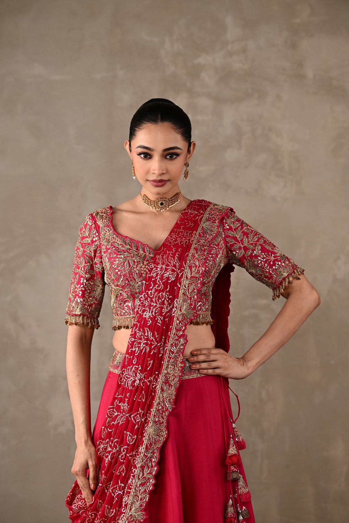 Embellished Drape Lehenga Set
