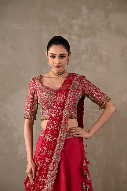 Embellished Drape Lehenga Set