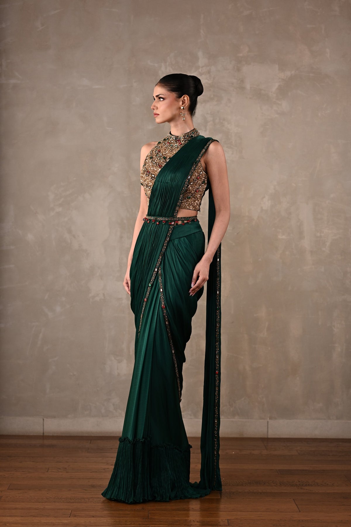 Bejewelled Drape Saree Set
