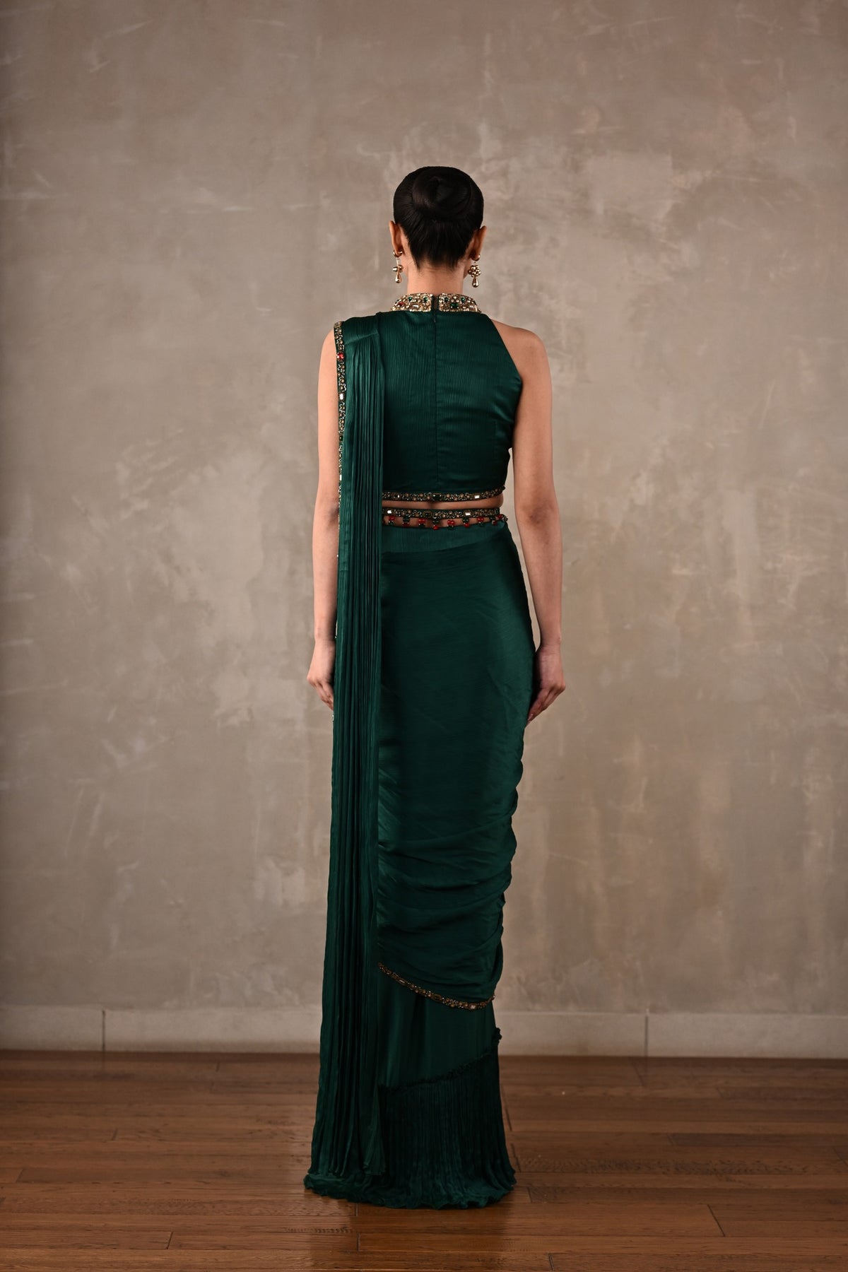 Bejewelled Drape Saree Set
