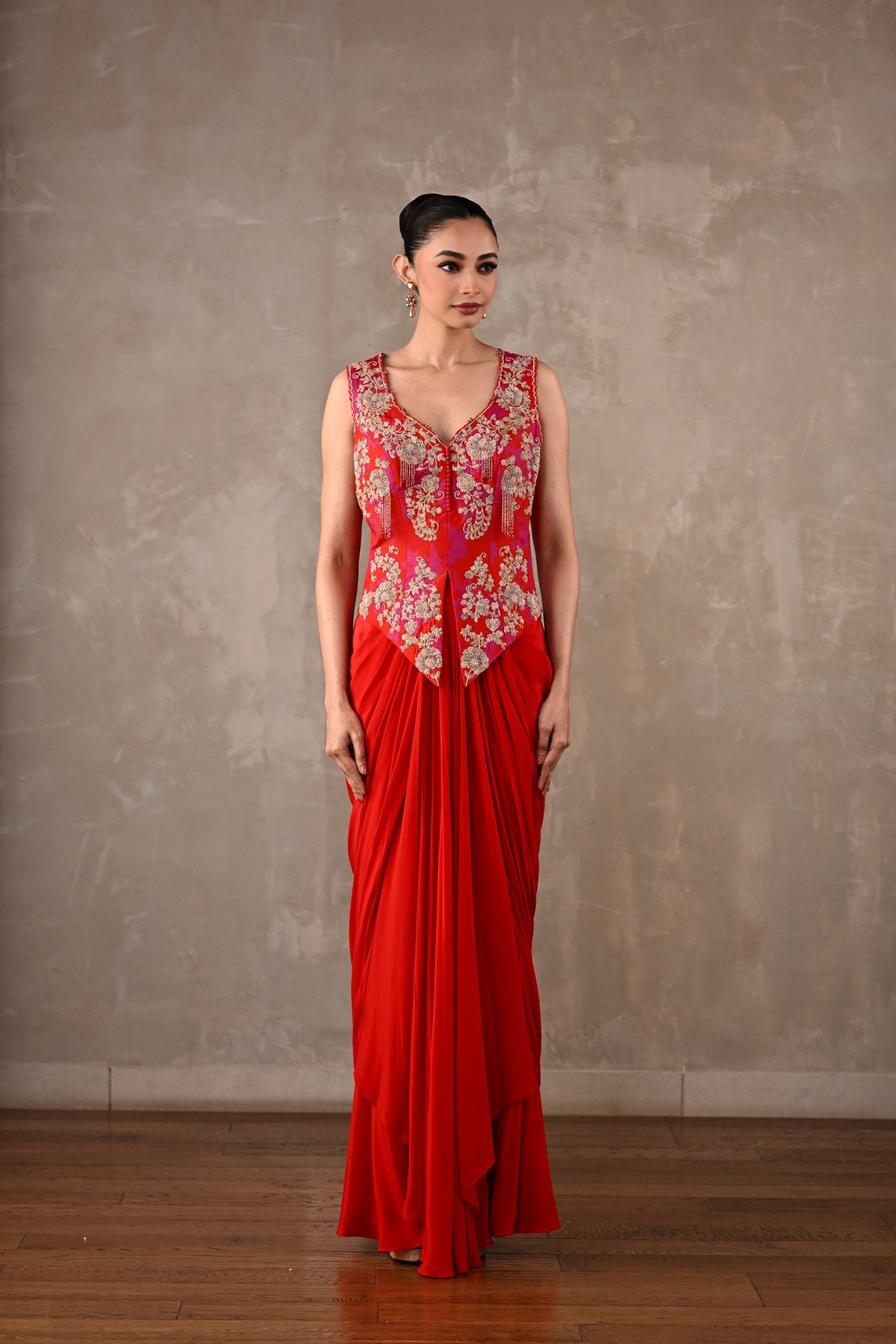 Embroidered Crepe Drape Co-ord Set