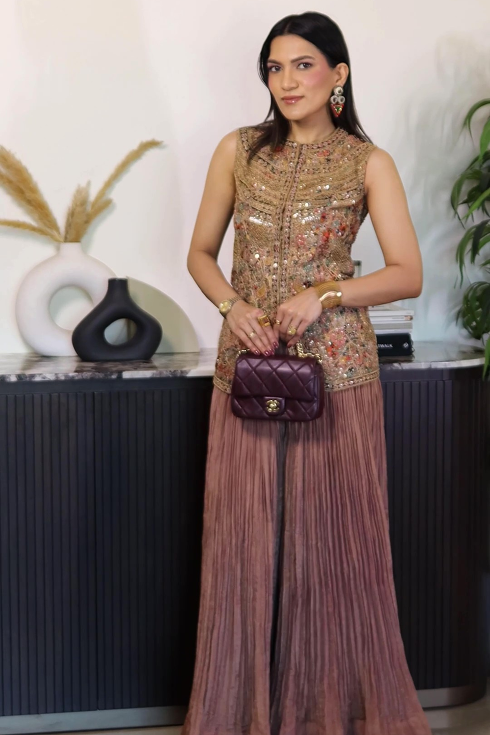Rosette Embroidered Organza Co-Ord Set