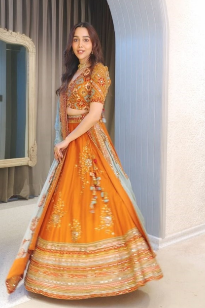 Mirror Work Printed Lehenga Set