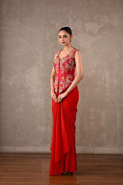 Embroidered Crepe Drape Co-ord Set