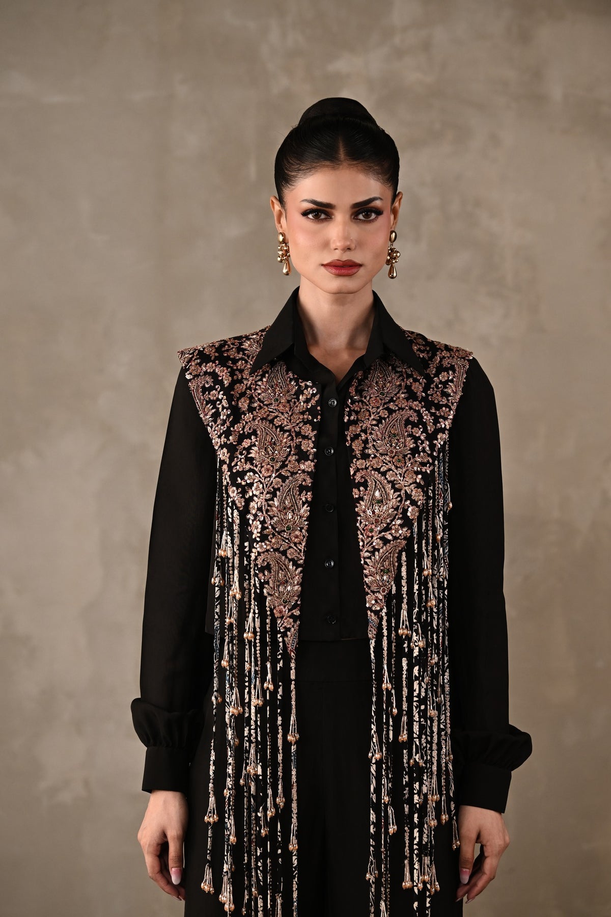 Fringe Embroidered Shirt Co-ord Set