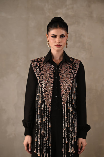Fringe Embroidered Shirt Co-ord Set
