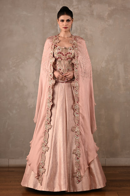 Thread Embroidered Silk Lehenga Set
