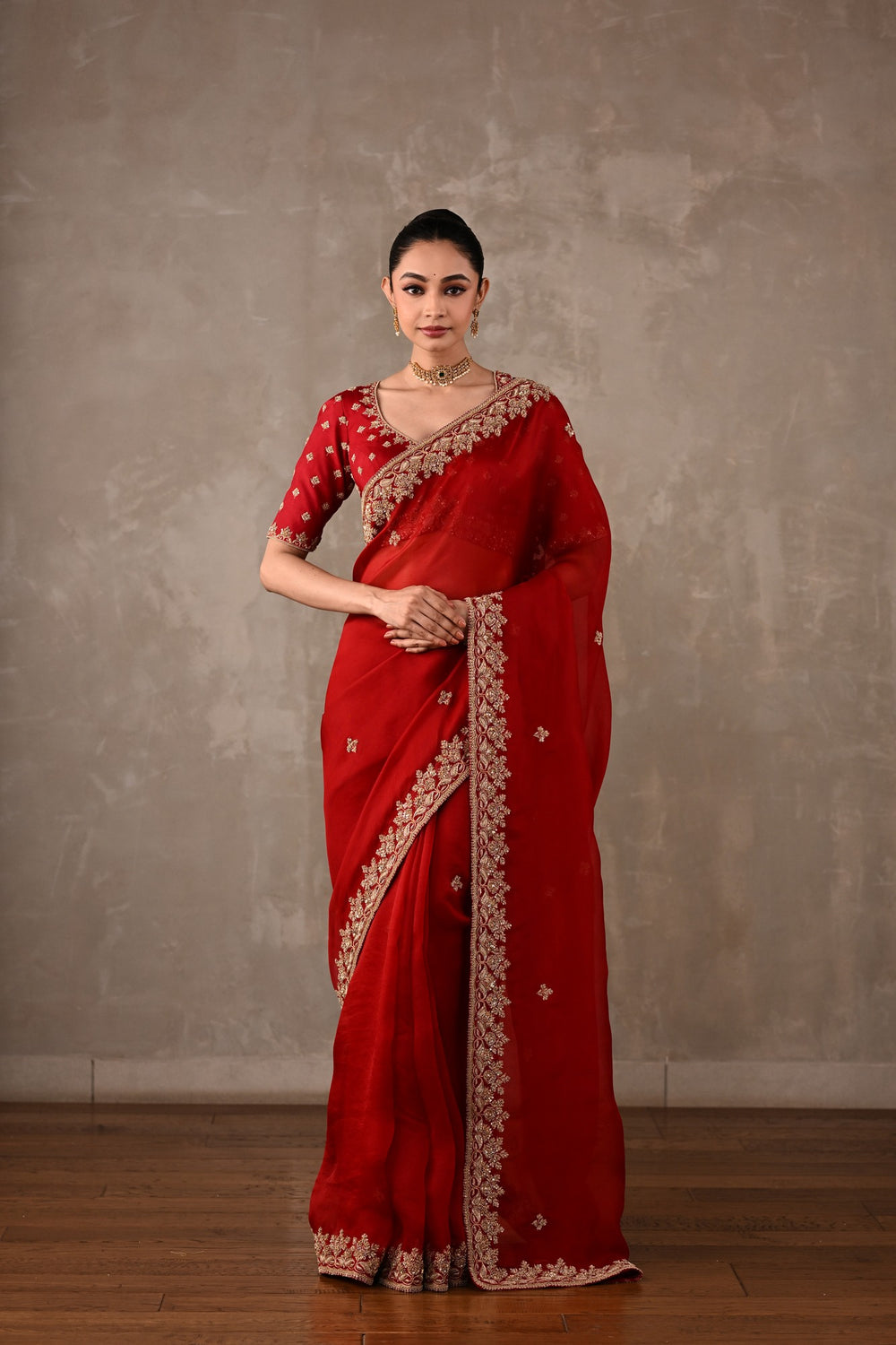 Organza Saree with Embroidered Blouse