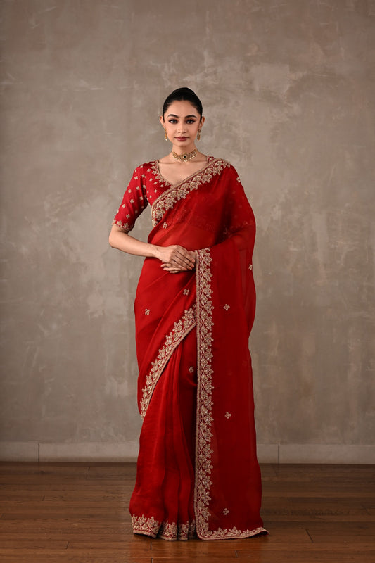 Organza Saree with Embroidered Blouse