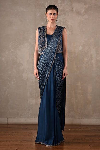 Printed Draped Saree Co-Ord Set