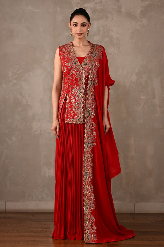 Embroidered Pleated Sharara Set
