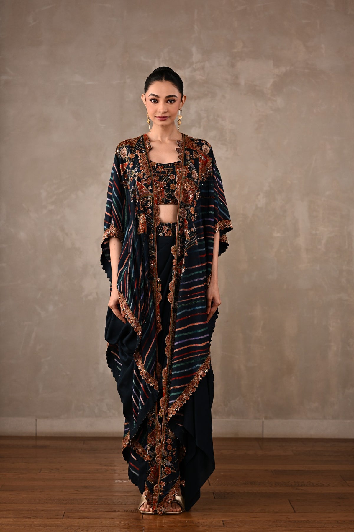 Printed Zardosi Cape Skirt Set