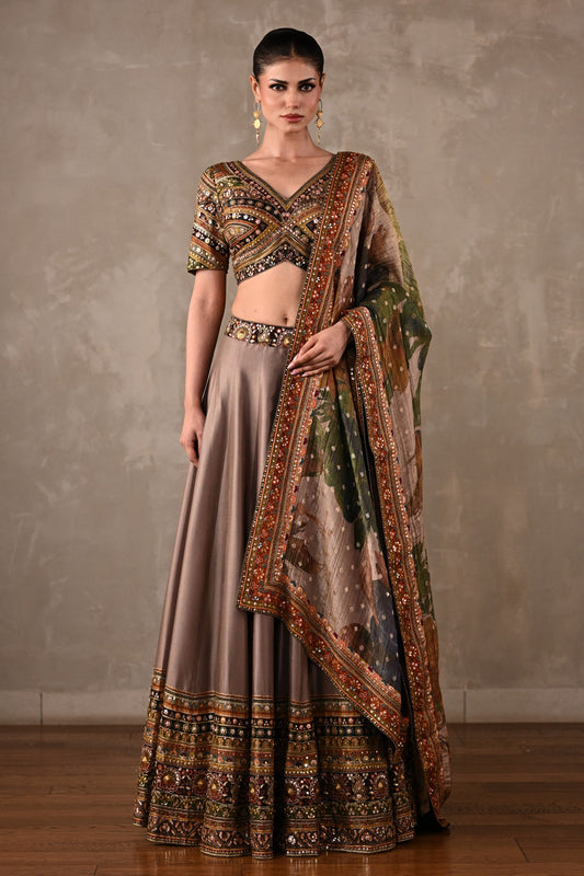 Printed Embroidered Lehenga Set