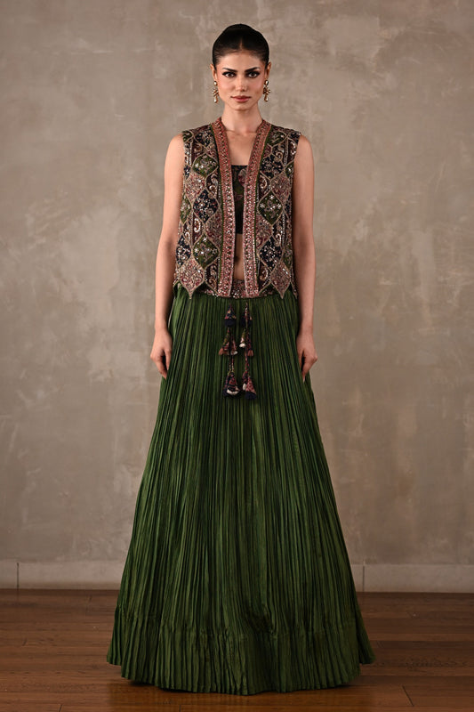 Patchwork-Inspired Embroidered Lehenga Set