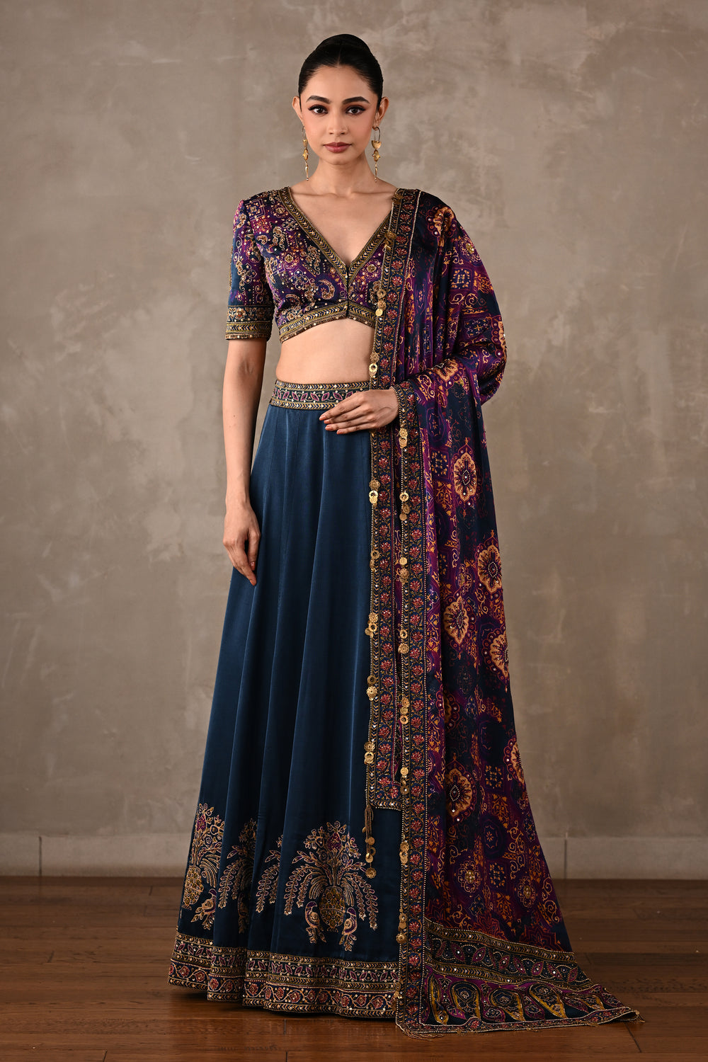 Ajrakh Satin Lehenga Set