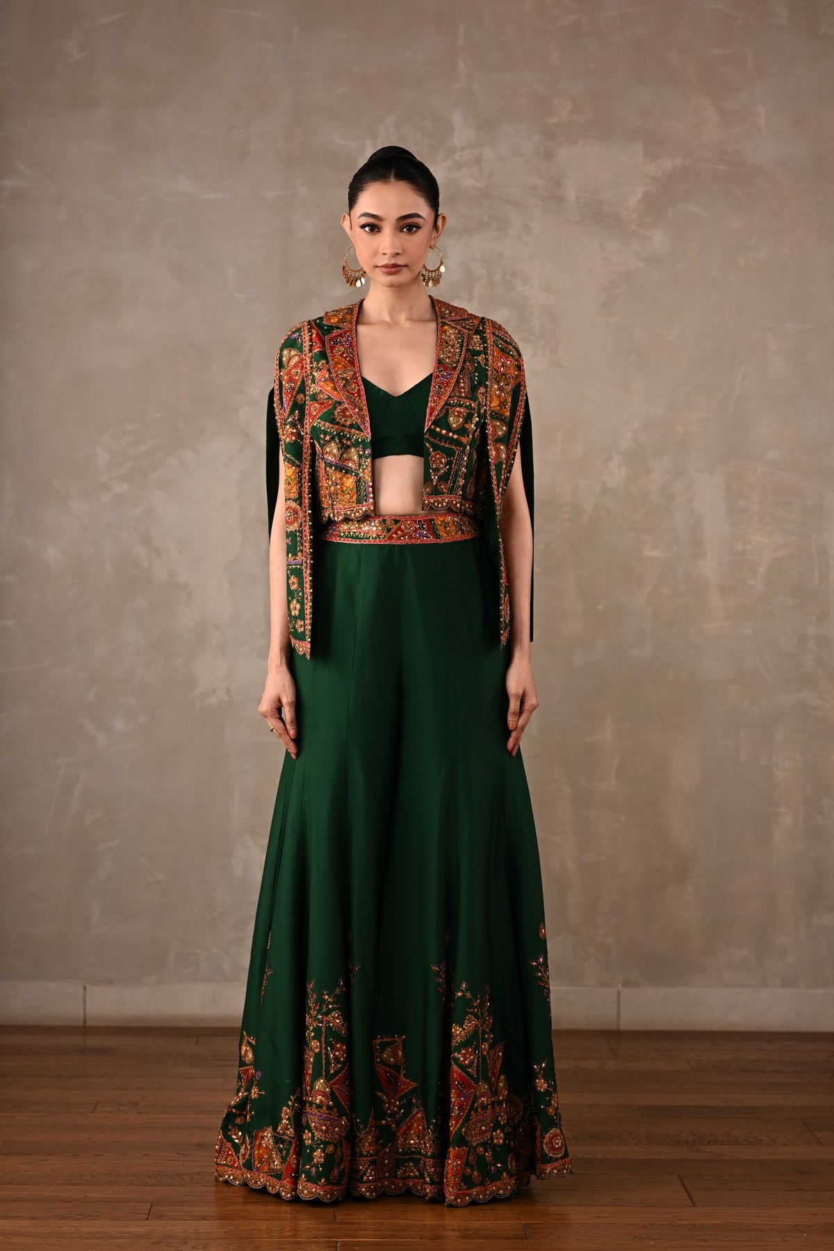 Patchwork-Inspired Cropped Jacket Set