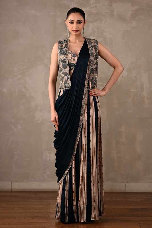 Colourblock Drape Saree Set