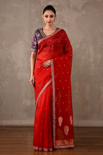 Silk Saree with Embroidered Blouse