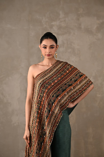 Embellished One-Shoulder Co-ord Set