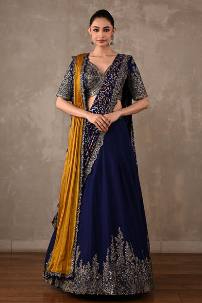 Dual Drape Bandhani Lehenga Set
