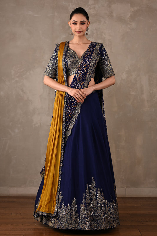 Dual Drape Bandhani Lehenga Set