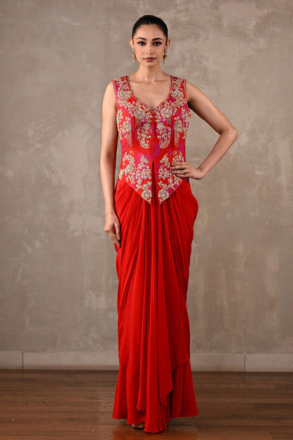 Embroidered Crepe Drape Co-ord Set