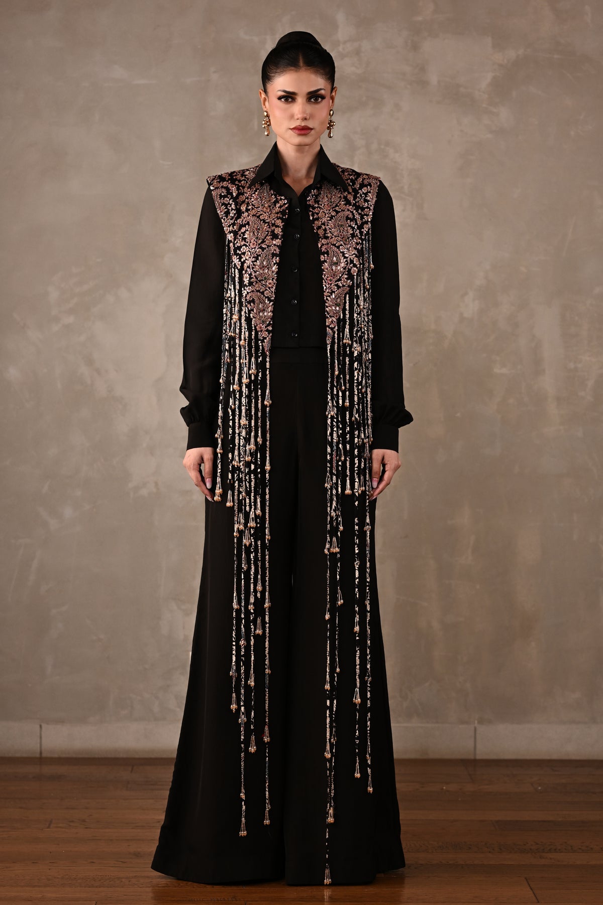Fringe Embroidered Shirt Co-ord Set