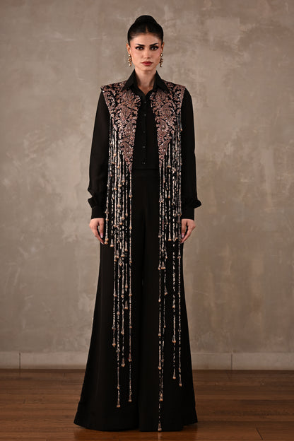 Fringe Embroidered Shirt Co-ord Set