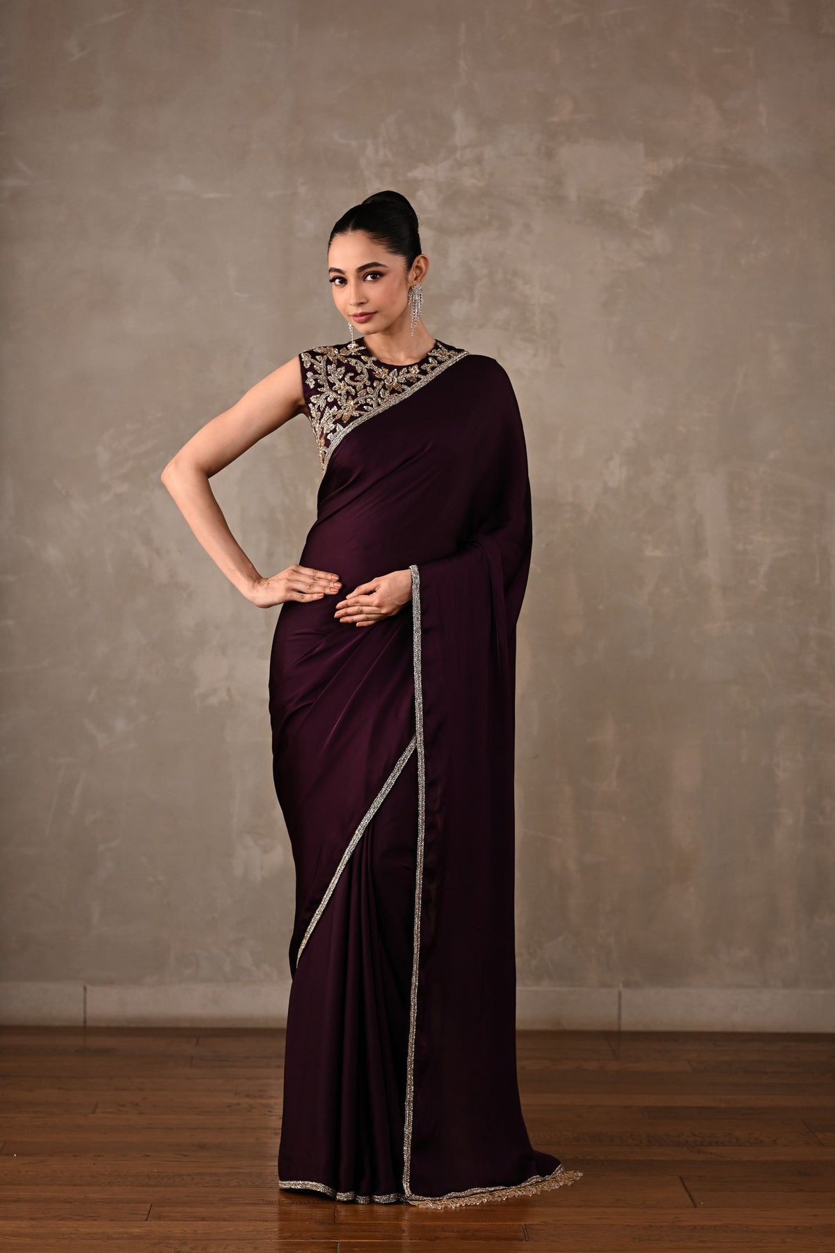 Embroidered Georgette Saree Set