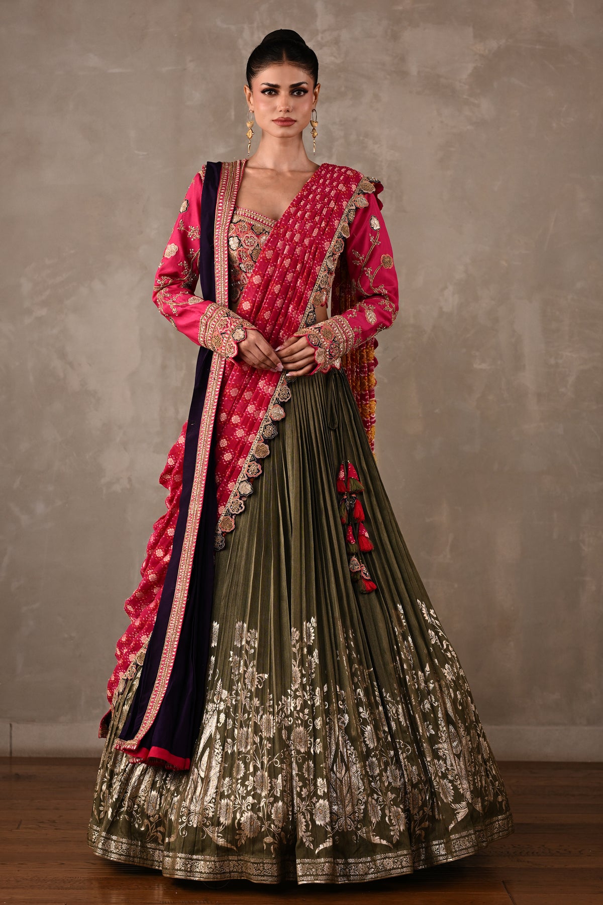 Heirloom Double Dupatta Pleated Lehenga Set