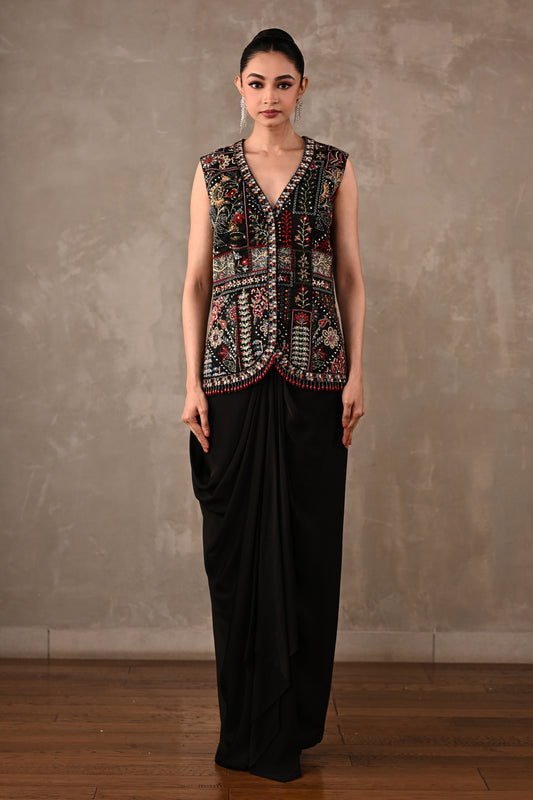 Multicolour Floral Embroidered Drape Set