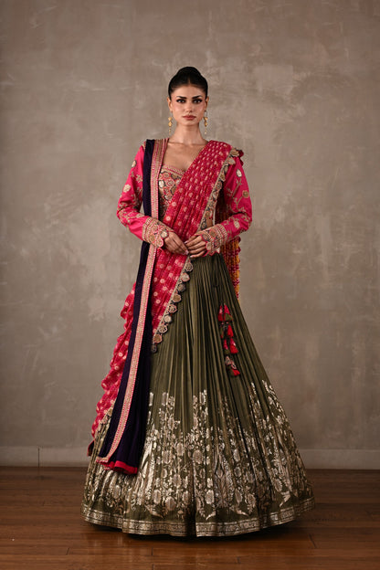 Heirloom Double Dupatta Pleated Lehenga Set