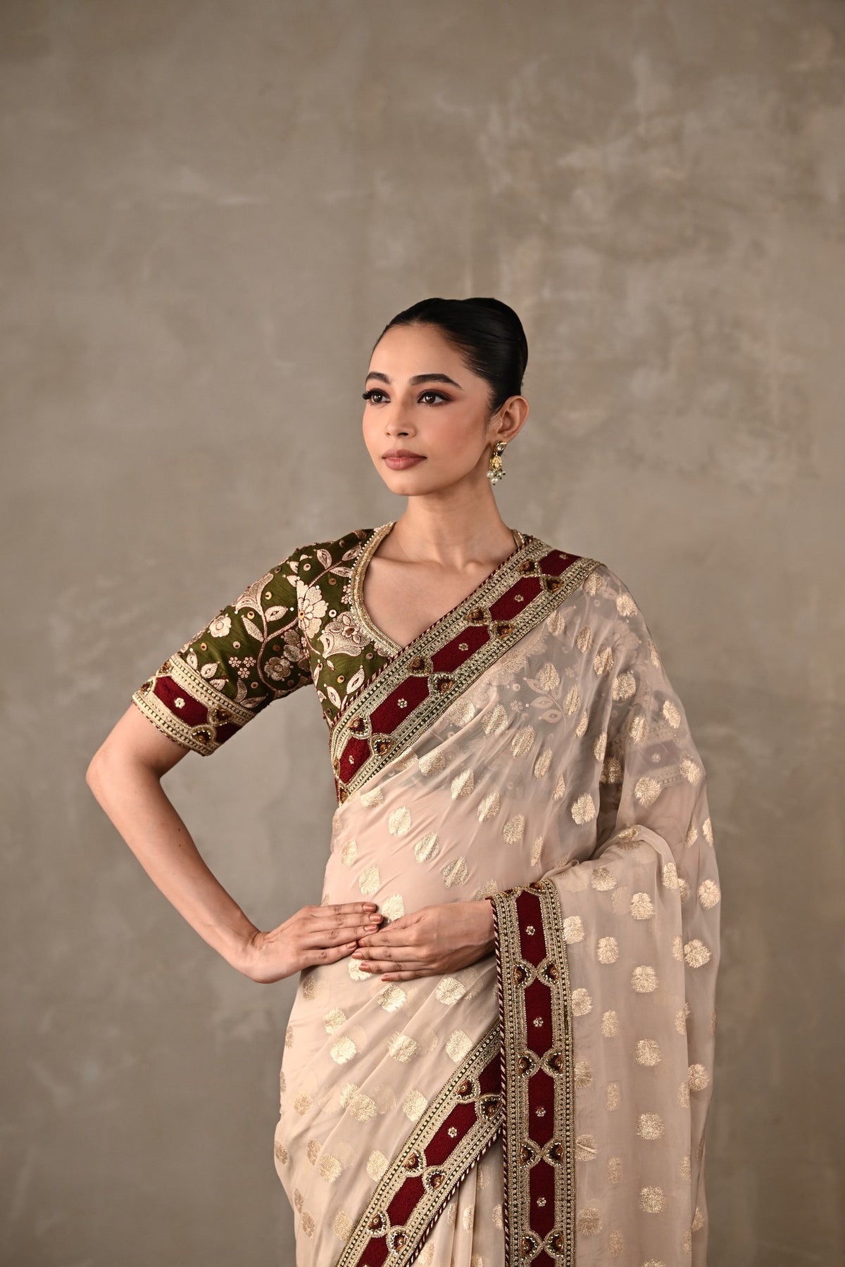 Embroidered Georgette Saree Set
