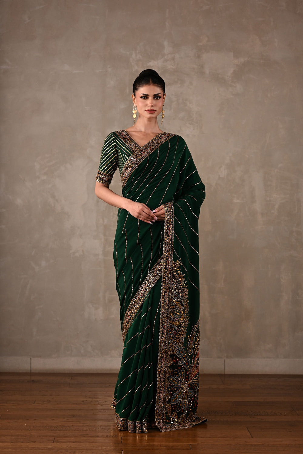 Printed Silk Saree with Embroidered Blouse